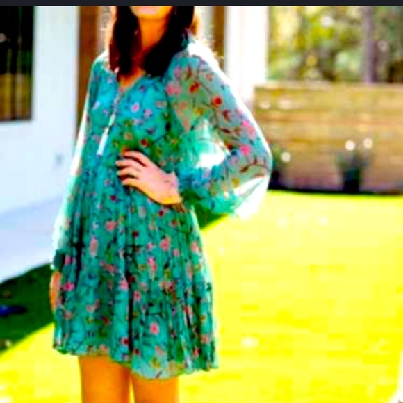 Guapa Dresses & Skirts - Guapa Layla Mini Dress summer green floral embroidered tiered boho classic $250